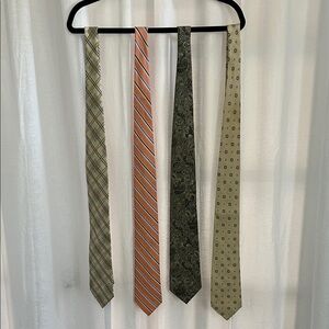 Elegant Men's Tie Set - Green, Orange, Beige